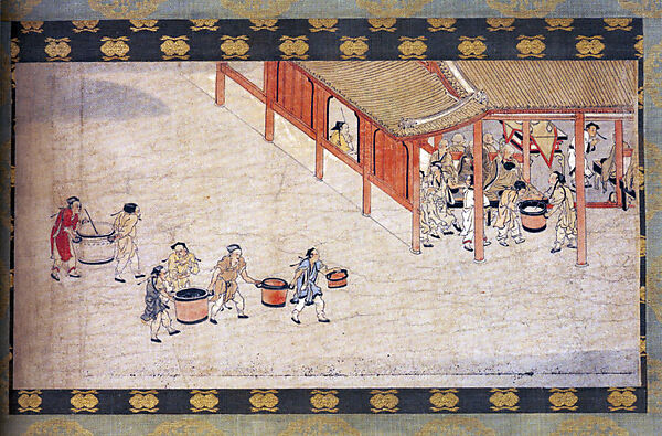 Section from The Life and Acts of the Great Master from Kōya (Kōya daishi gyōjō zue), Section of a handscroll mounted as a hanging scroll; ink and colors on paper, Japan 