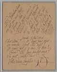 Documents concerning Parade: [Postcard from Satie to Cocteau (1)], Erik Satie (French, 1866–1925) 
