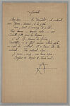 Documents concerning Parade: [Letter from Satie to Cocteau], Erik Satie (French, 1866–1925) 