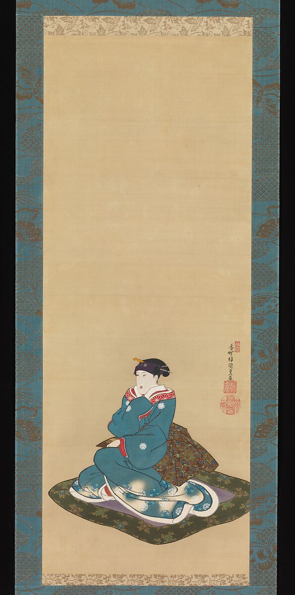 Portrait of Iwai Kumesaburō II, Utagawa Kunisada (Japanese, 1786–1864), Hanging scroll: ink and color on silk, Japan 
