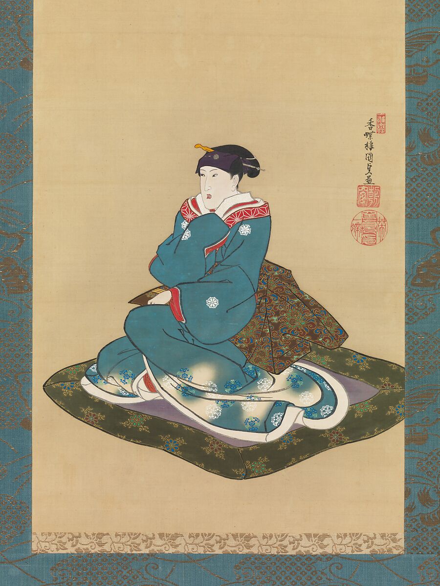 Portrait of Iwai Kumesaburō II, Utagawa Kunisada (Japanese, 1786–1864), Hanging scroll: ink and color on silk, Japan