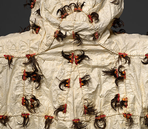 Parka, Edna Oktokiyuk (Yupik), Marine mammal intestine, auklet beaks and feathers, tanned leather, and seal fur, Yupik, Native American