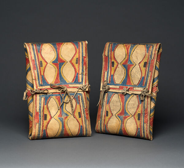 Pair of parfleche envelopes, Rawhide, pigment, and tanned leather, Blackfoot, Blood or Siksika, Native American