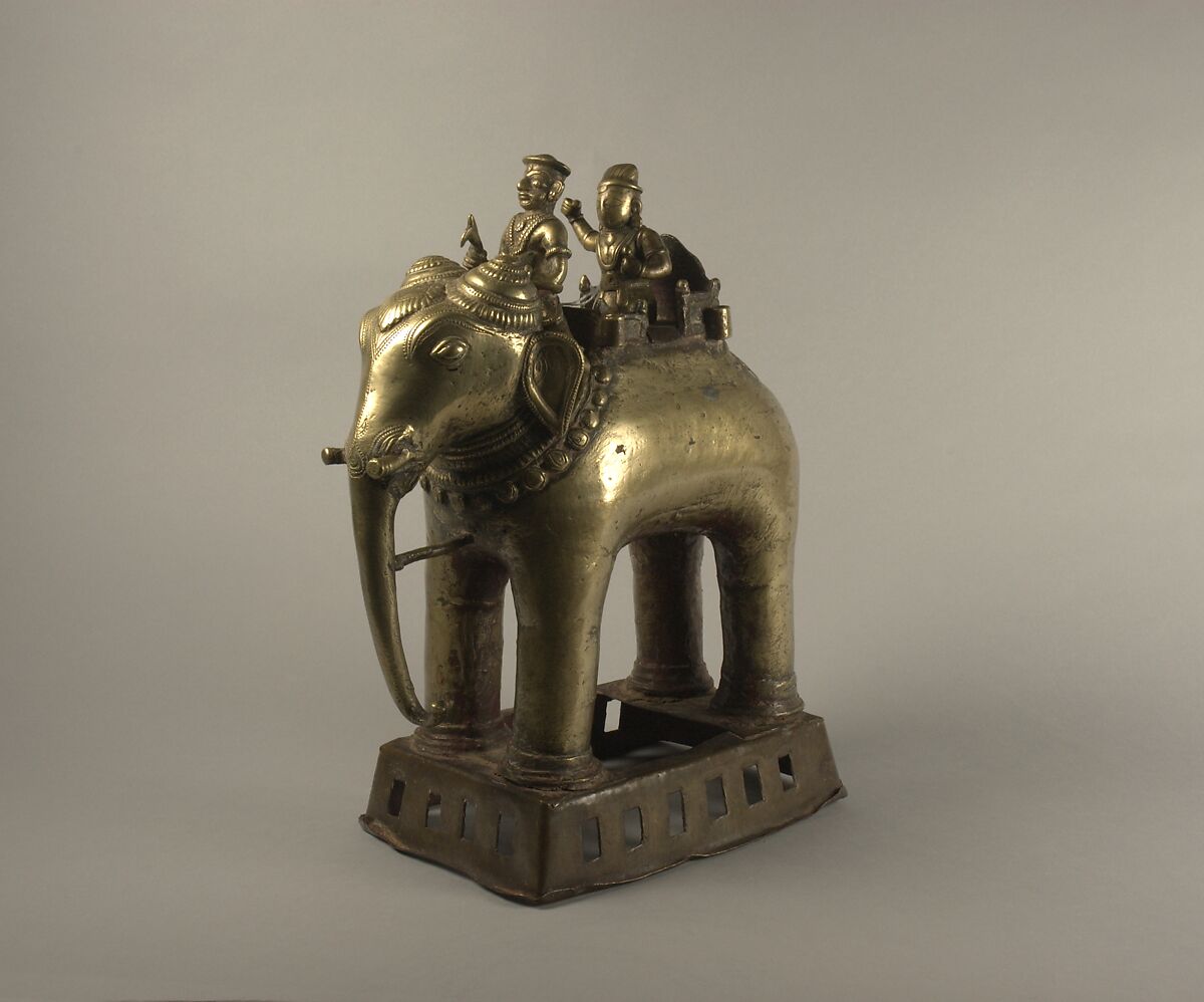 Khandoba and Mahout on an Elephant, Brass, India (Maharasthra) 