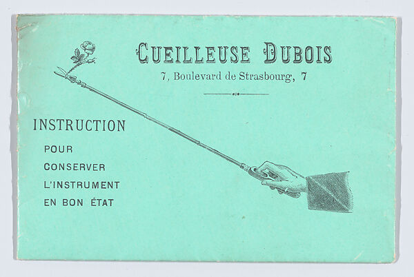 Instruction pour Conserver L'Instrument en Bon État, M. J. Baudry (Paris), Engraving on green envelope 