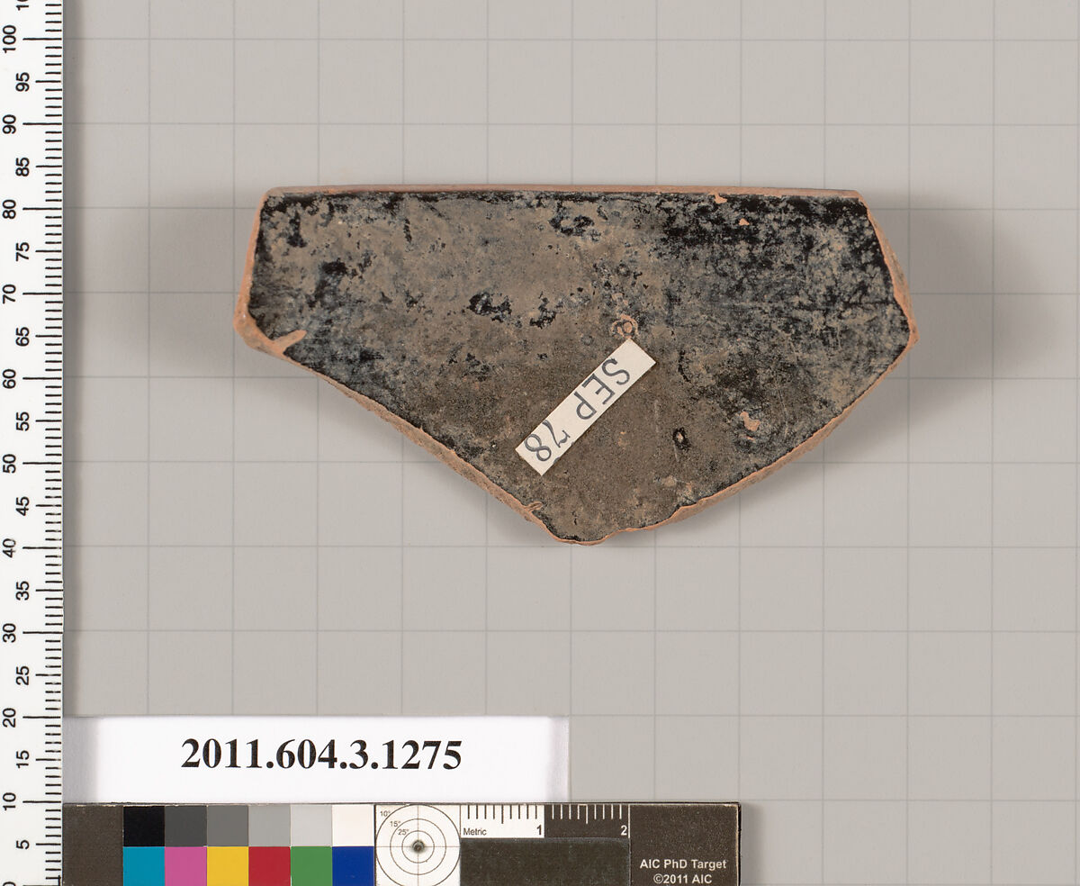 Terracotta rim fragment of a skyphos (deep drinking cup), Terracotta, Greek, Attic