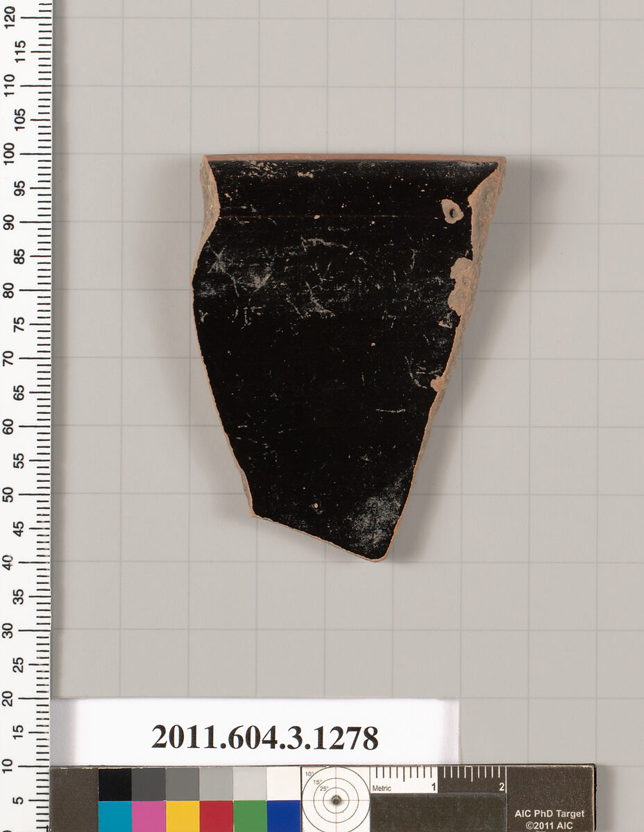 Terracotta rim fragment of a skyphos (deep drinking cup), Terracotta, Greek, Attic