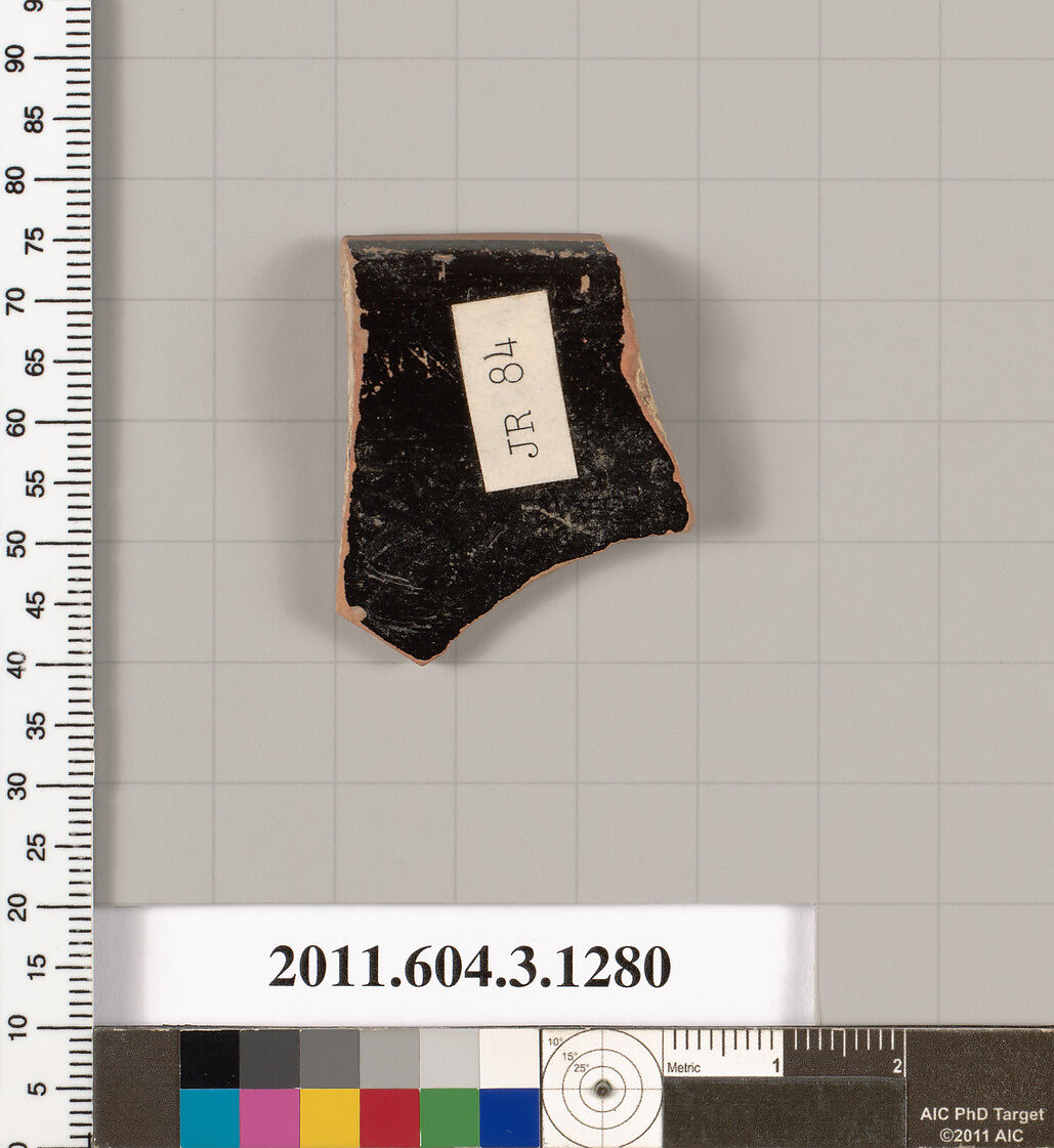 Terracotta rim fragment of a skyphos (deep drinking cup), Terracotta, Greek, Attic