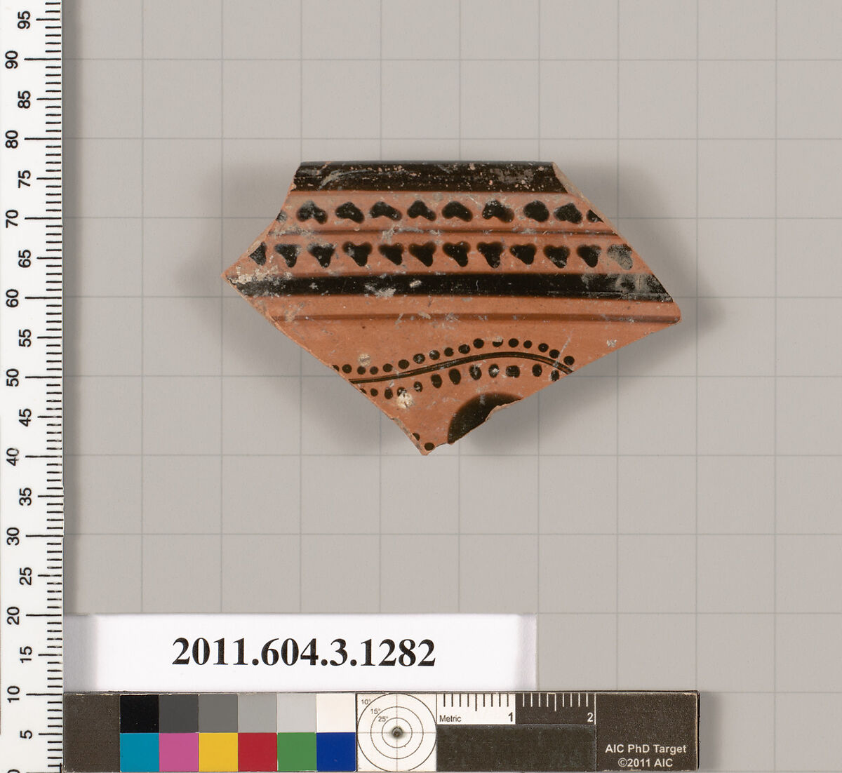 Terracotta rim fragment of a skyphos (deep drinking cup), Terracotta, Greek, Attic 