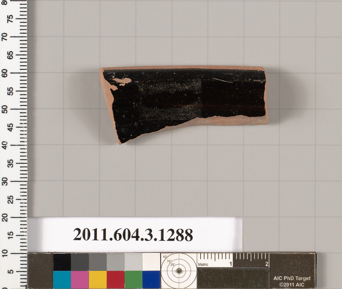 Terracotta rim fragment of a skyphos (deep drinking cup), Terracotta, Greek, Attic