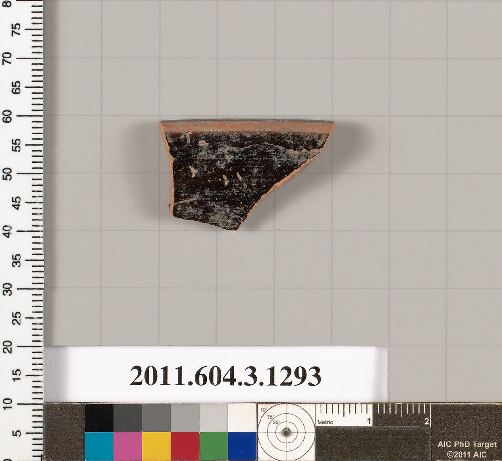 Terracotta rim fragment of a skyphos (deep drinking cup), Terracotta, Greek, Attic
