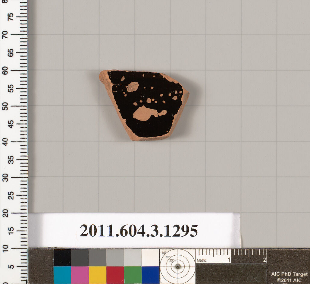 Terracotta fragment of a skyphos (deep drinking cup), Terracotta, Greek, Attic