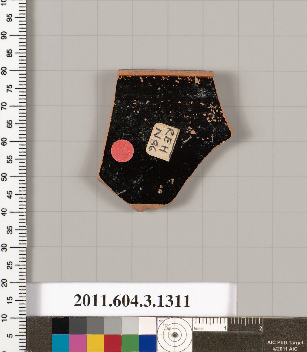 Terracotta rim fragment of a skyphos (deep drinking cup), Terracotta, Greek, Attic