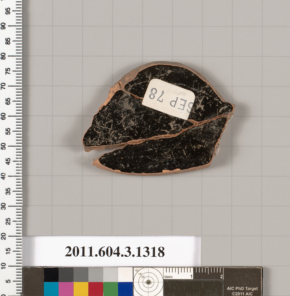 Terracotta fragment of a skyphos (deep drinking cup), Terracotta, Greek, Attic