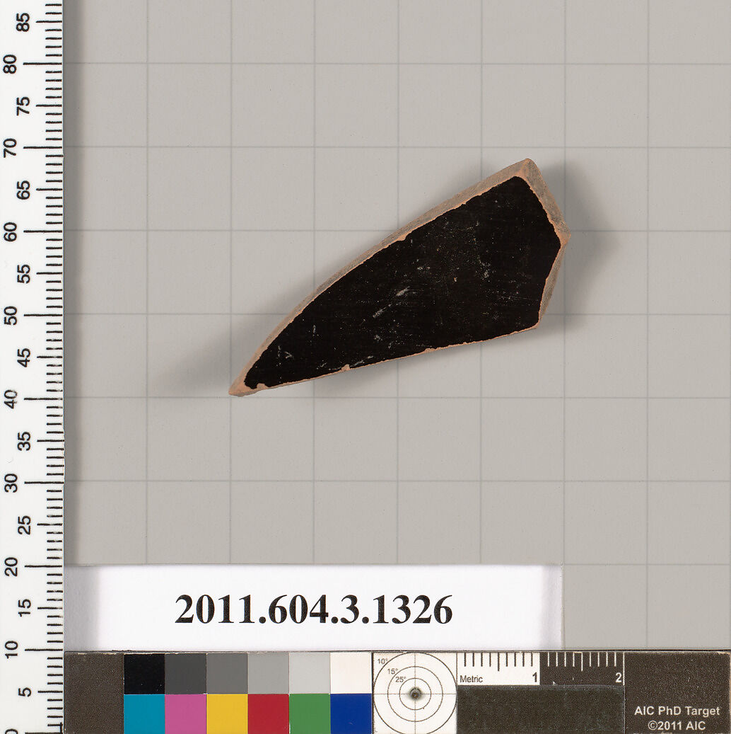 Terracotta fragment of a skyphos (deep drinking cup), Terracotta, Greek, Attic