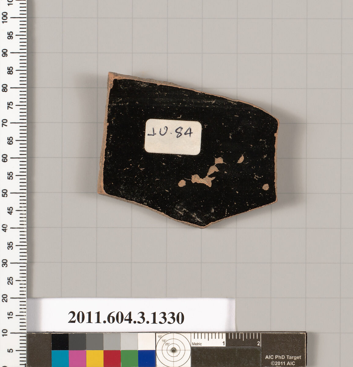 Terracotta fragment of a skyphos (deep drinking cup), Terracotta, Greek, Attic
