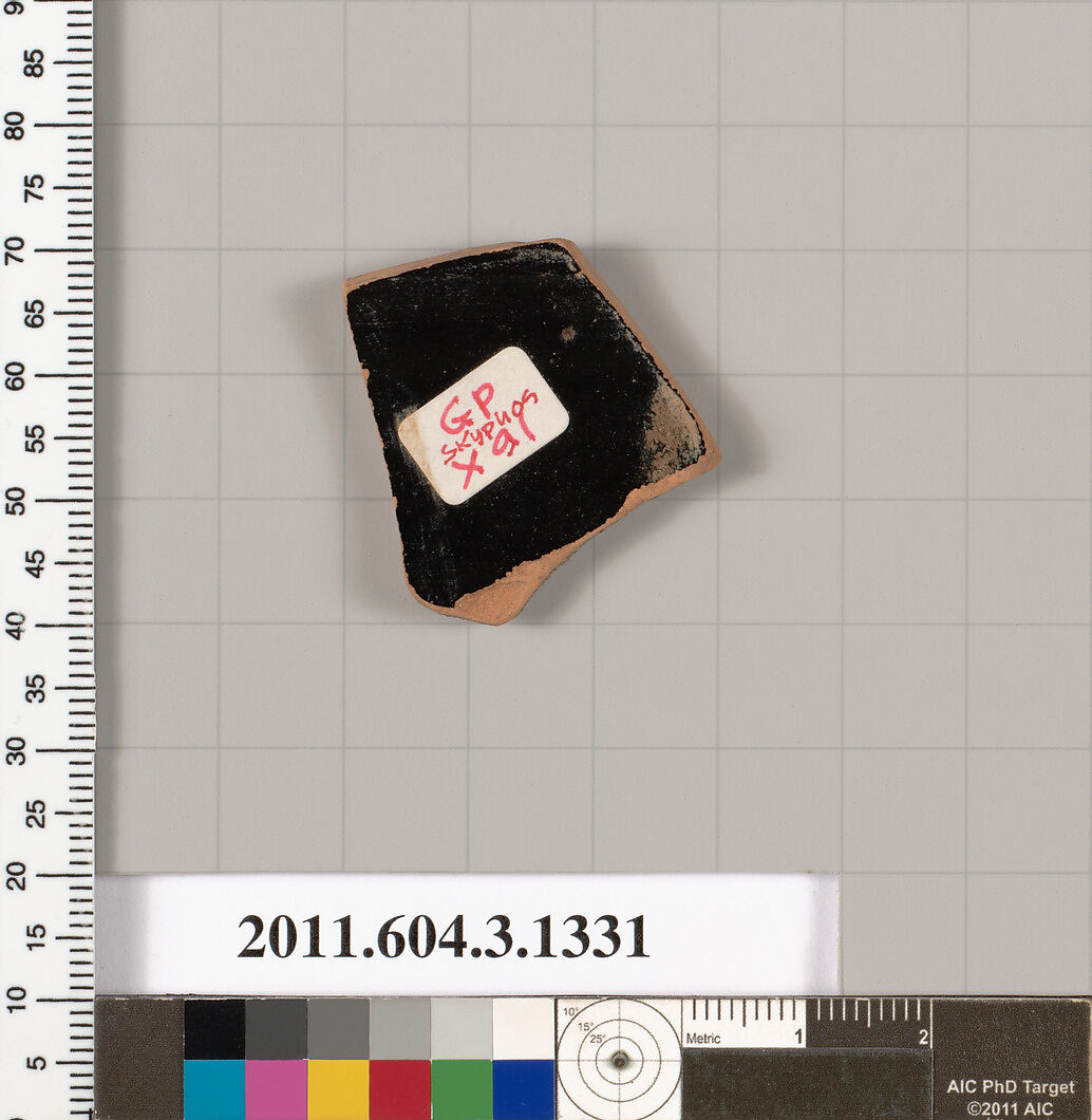 Terracotta fragment of a skyphos (deep drinking cup), Terracotta, Greek, Attic