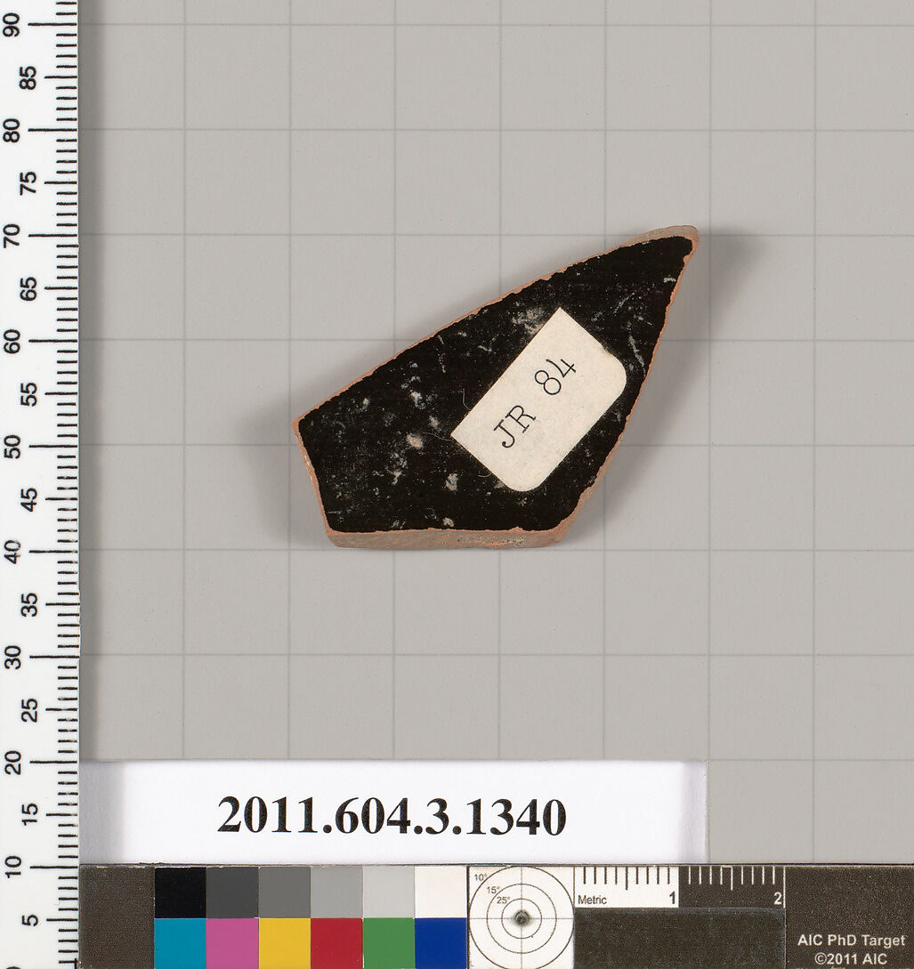 Terracotta fragment of a skyphos (deep drinking cup), Terracotta, Greek, Attic