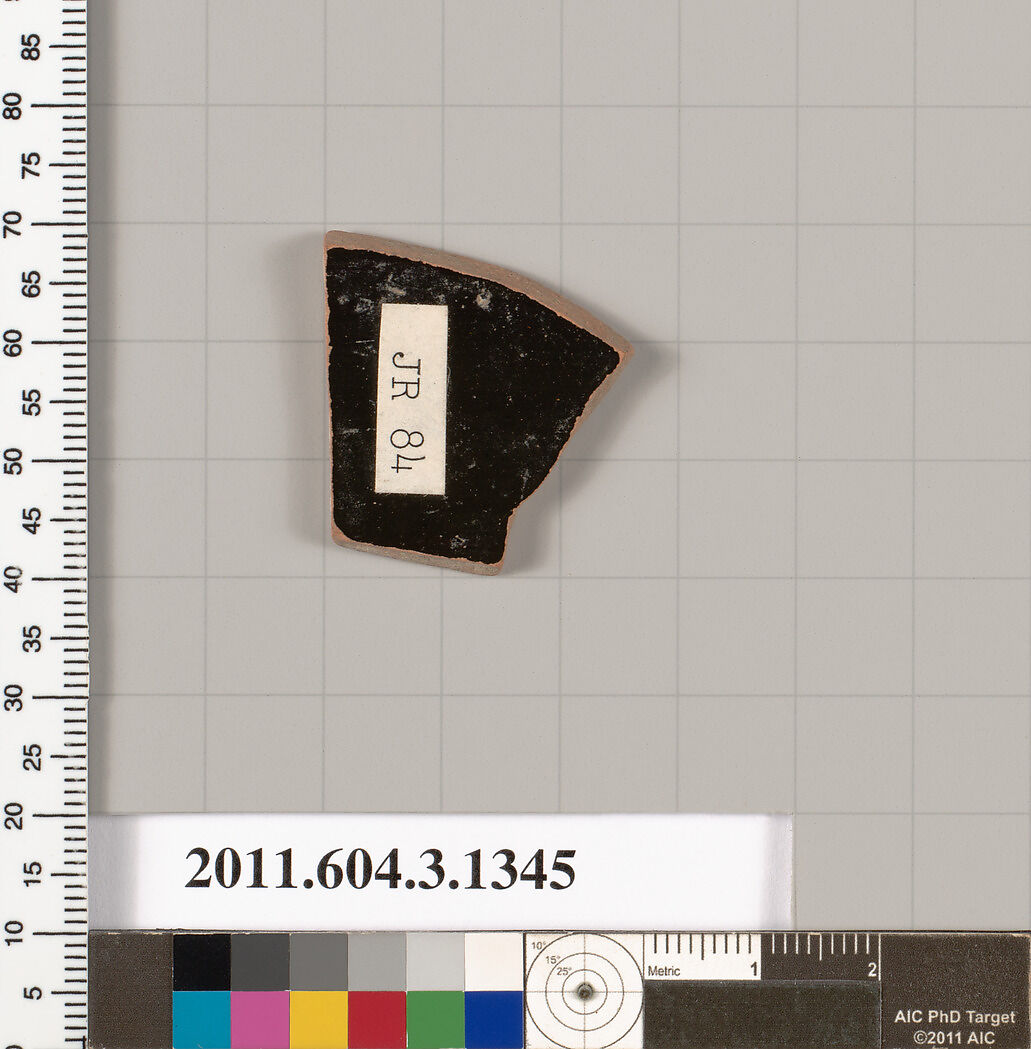 Terracotta fragment of a skyphos (deep drinking cup), Terracotta, Greek, Attic
