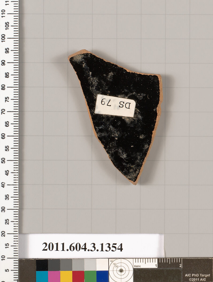 Terracotta fragment of a skyphos (deep drinking cup), Terracotta, Greek, Attic