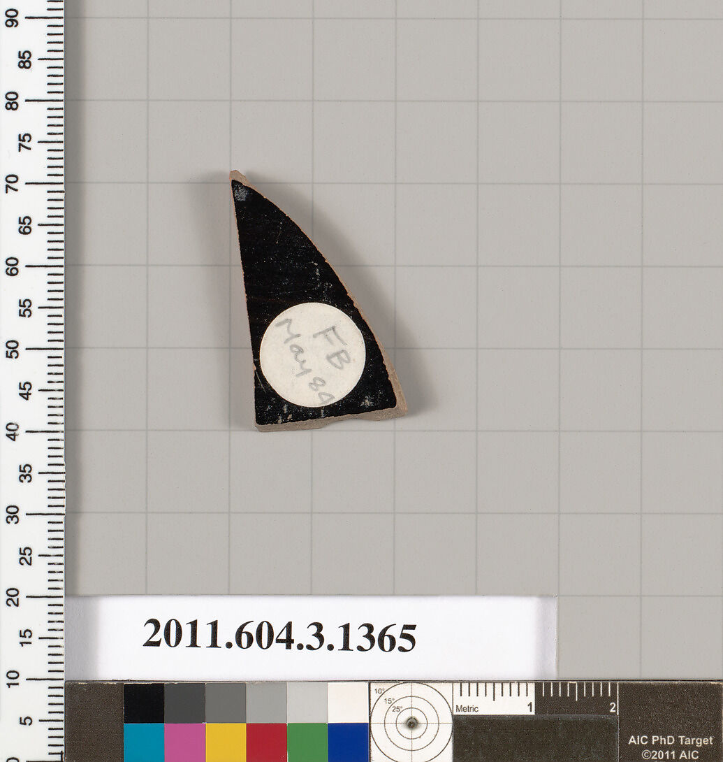 Terracotta fragment of a skyphos (deep drinking cup), Terracotta, Greek, Attic