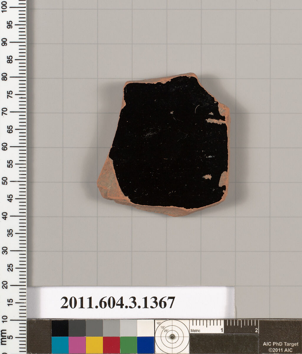 Terracotta fragment of a skyphos (deep drinking cup), Terracotta, Greek, Attic