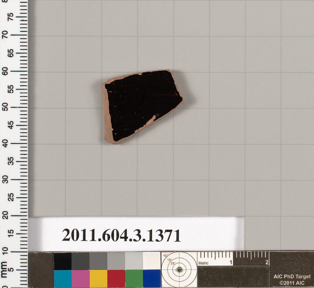 Terracotta fragment of a skyphos (deep drinking cup), Terracotta, Greek, Attic
