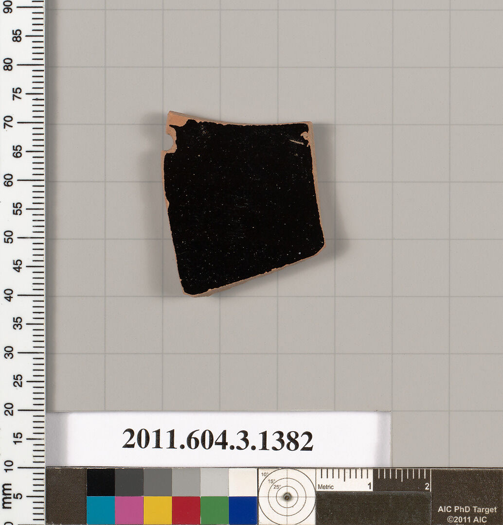 Terracotta fragment of a skyphos (deep drinking cup), Terracotta, Greek, Attic