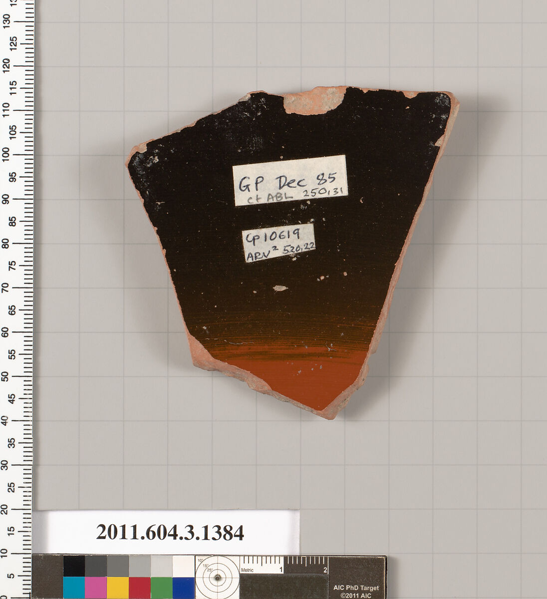 Terracotta fragment of a skyphos (deep drinking cup), Terracotta, Greek, Attic