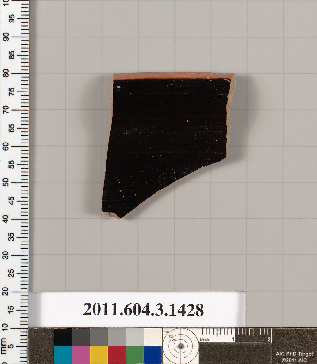 Terracotta rim fragment of a skyphos (deep drinking cup), Terracotta, Greek, Attic