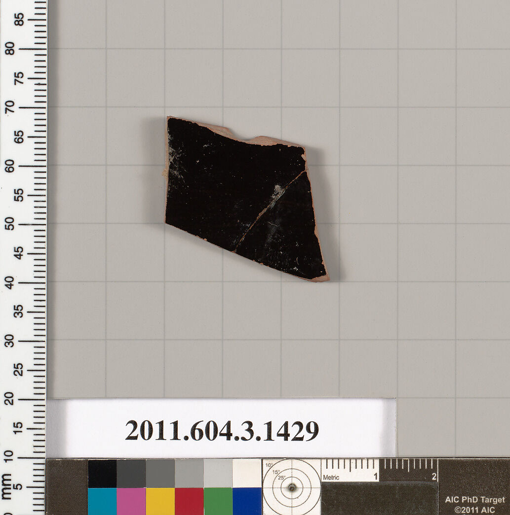 Terracotta fragment of a skyphos (deep drinking cup), Terracotta, Greek, Attic