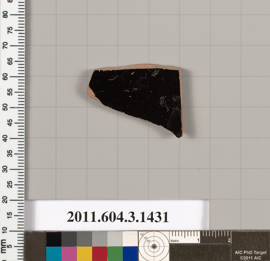 Terracotta fragment of a skyphos (deep drinking cup), Terracotta, Greek, Attic