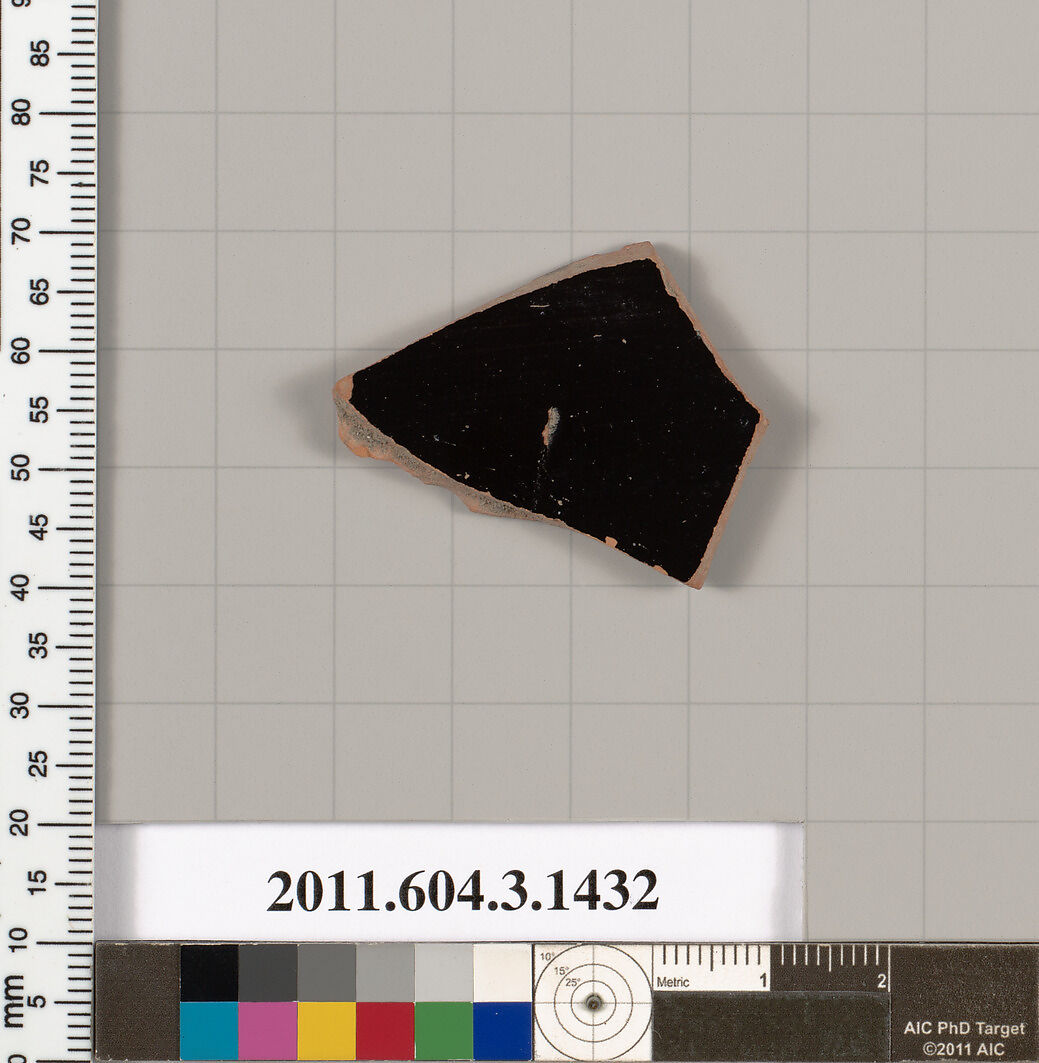 Terracotta fragment of a skyphos (deep drinking cup), Terracotta, Greek, Attic