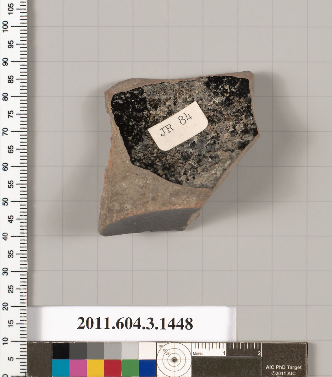 Terracotta fragment of a skyphos (deep drinking cup), Terracotta, Greek, Attic