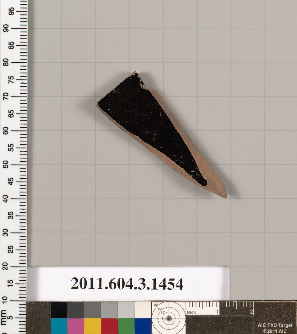 Terracotta fragment of a skyphos (deep drinking cup), Terracotta, Greek, Attic