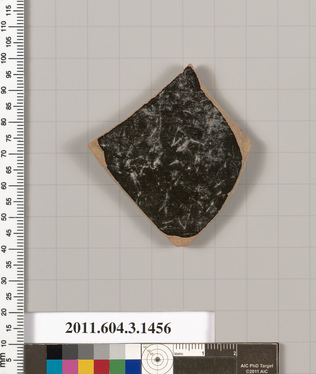 Terracotta fragment of a skyphos (deep drinking cup), Terracotta, Greek, Attic