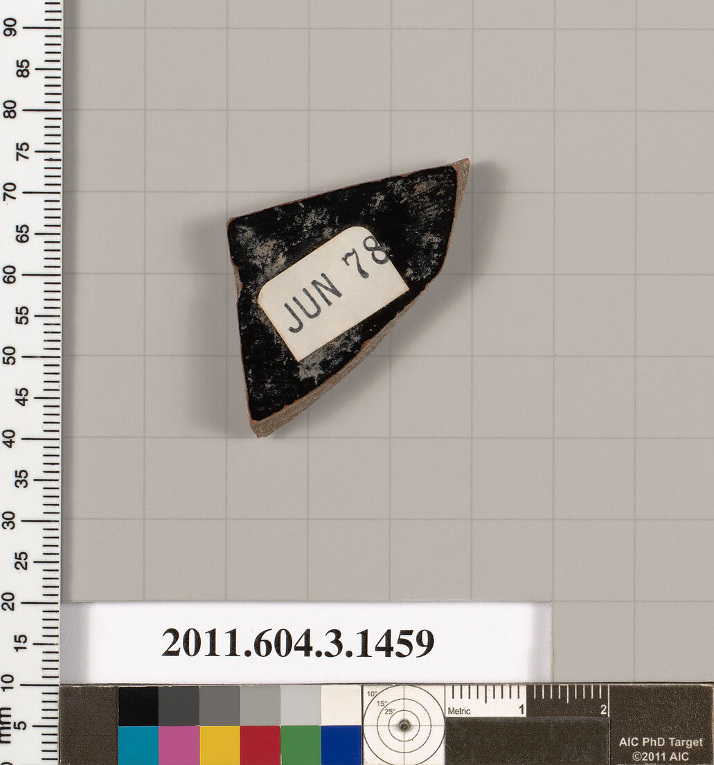 Terracotta fragment of a skyphos (deep drinking cup), Terracotta, Greek, Attic