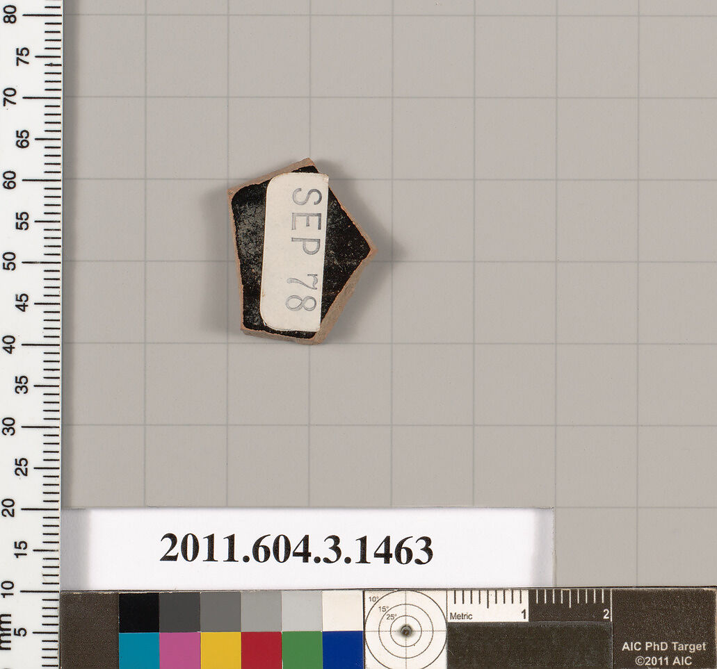 Terracotta fragment of a skyphos (deep drinking cup), Terracotta, Greek, Attic
