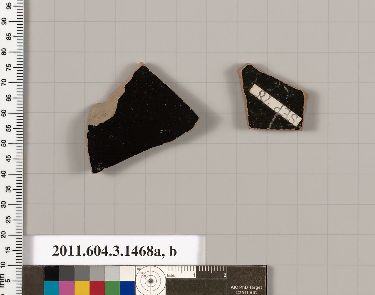Terracotta fragments of skyphoi (deep drinking cups), Terracotta, Greek, Attic