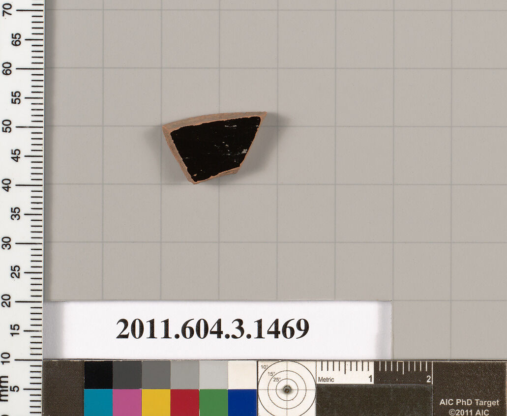 Terracotta fragment of a skyphos (deep drinking cup), Terracotta, Greek, Attic