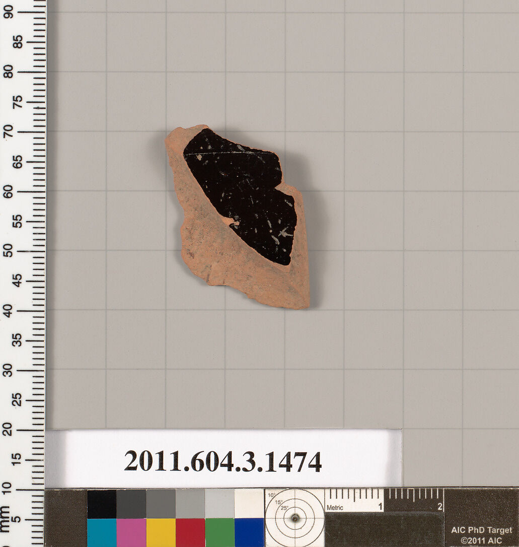 Terracotta fragment of a skyphos (deep drinking cup), Terracotta, Greek, Attic
