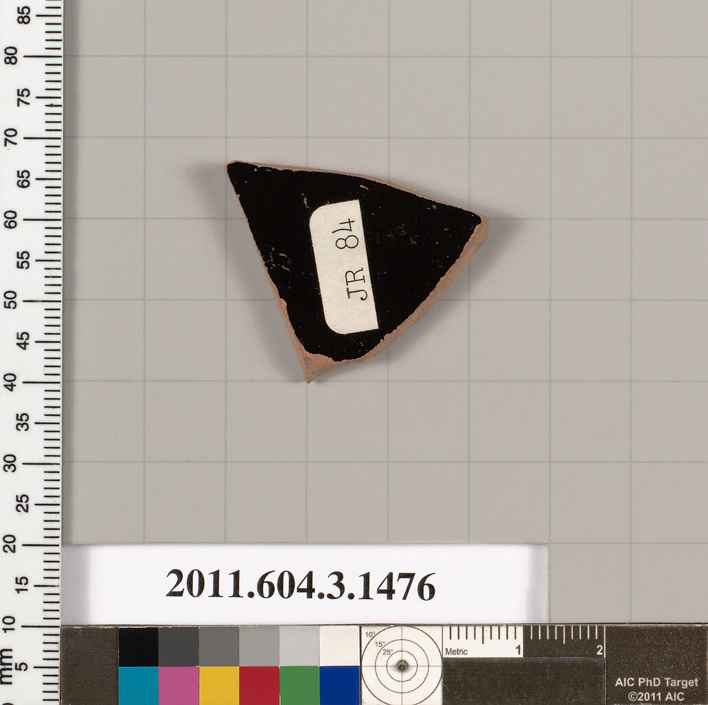 Terracotta fragment of a skyphos (deep drinking cup), Terracotta, Greek, Attic