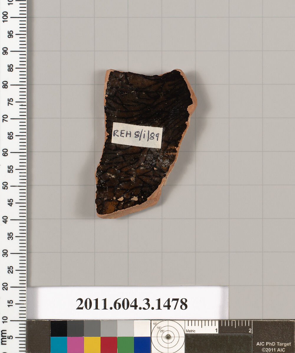 Terracotta fragment of a skyphos (deep drinking cup), Terracotta, Greek, Attic