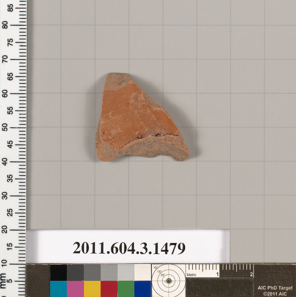 Terracotta fragment of a skyphos (deep drinking cup), Terracotta, Greek, Attic