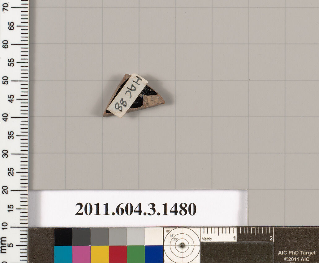 Terracotta fragment of a skyphos (deep drinking cup), Terracotta, Greek, Attic