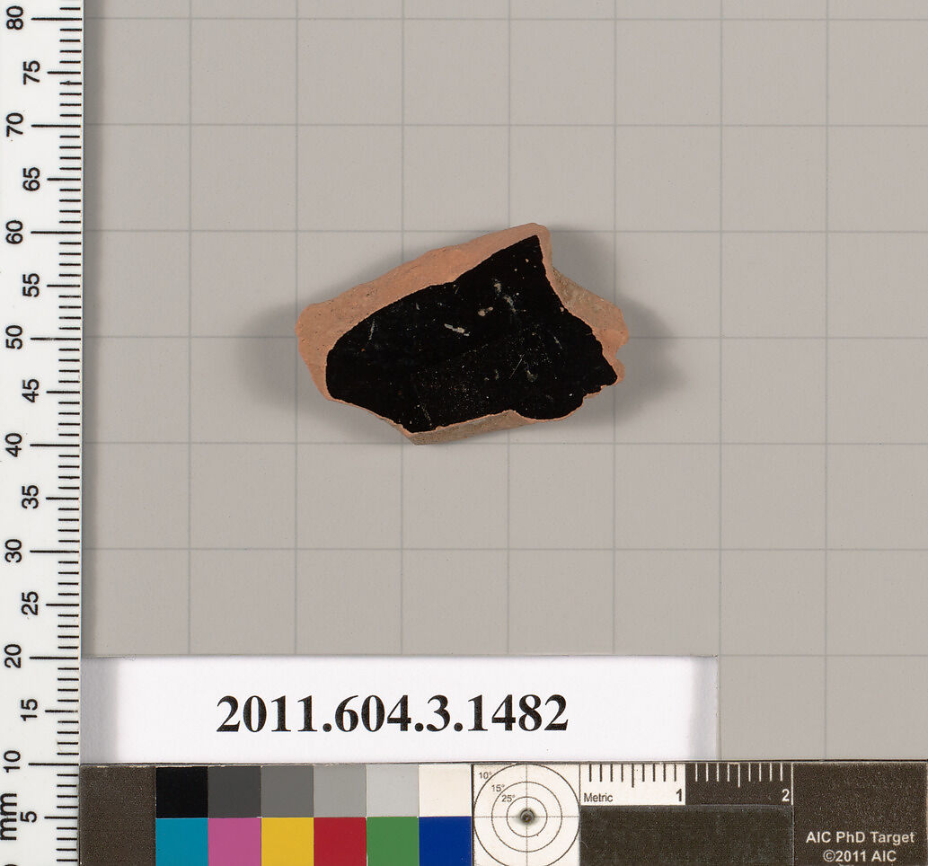 Terracotta fragment of a skyphos (deep drinking cup), Terracotta, Greek, Attic