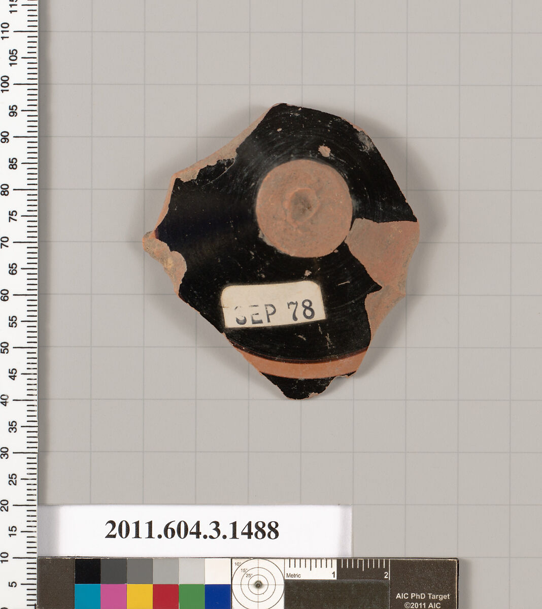 Terracotta fragment of a skyphos (deep drinking cup), Terracotta, Greek, Attic