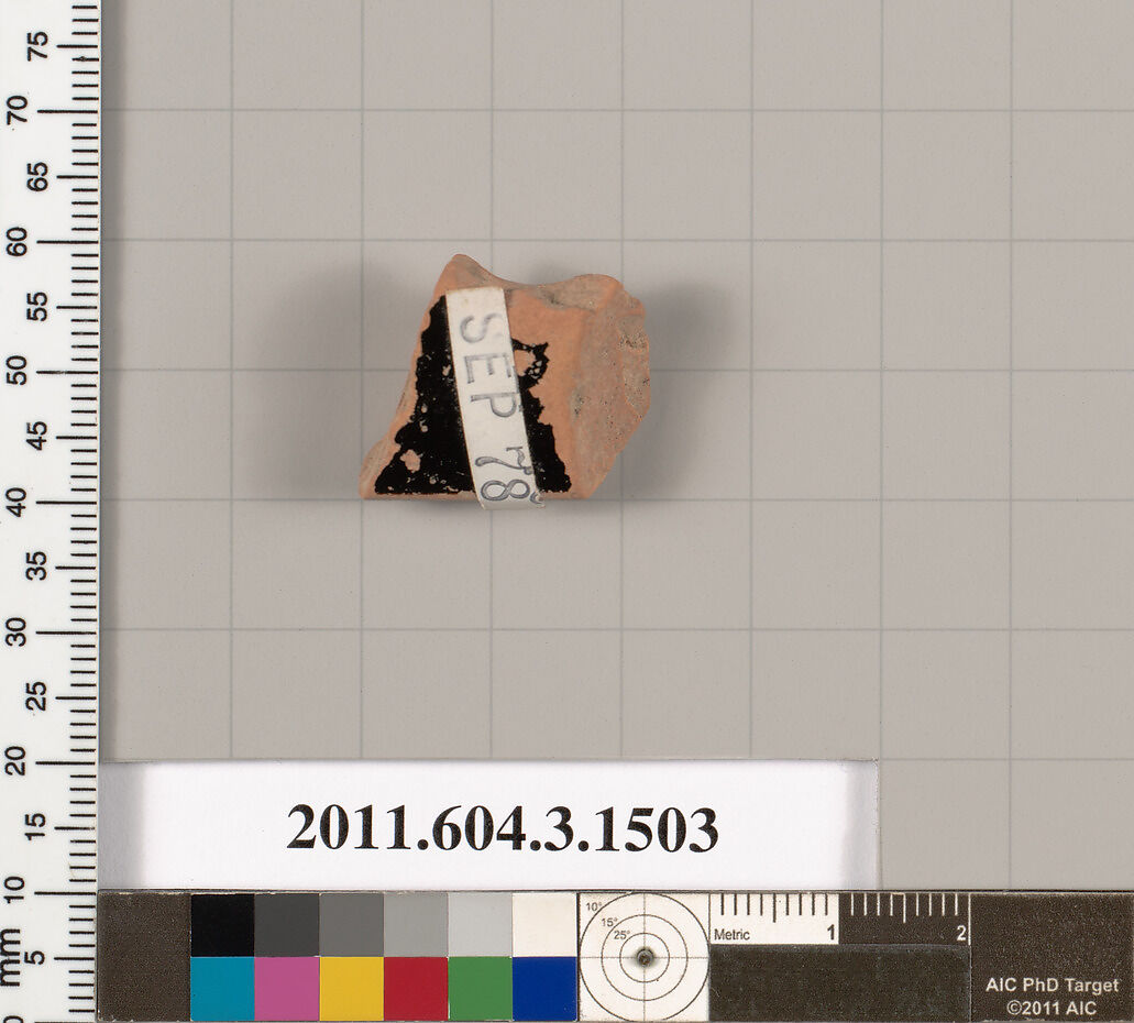 Terracotta fragment of a skyphos (deep drinking cup), Terracotta, Greek, Attic