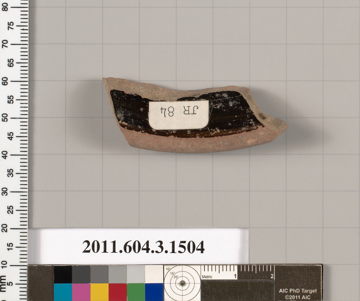 Terracotta fragment of a skyphos (deep drinking cup), Terracotta, Greek, Attic