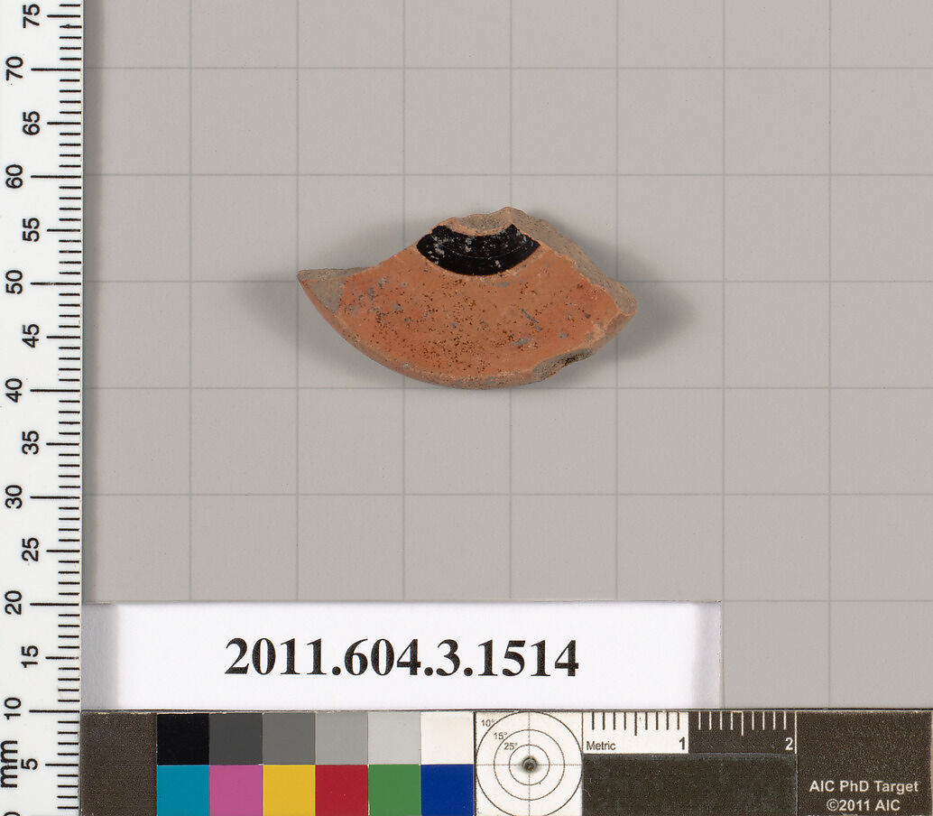 Terracotta fragment of a lekythos (oil flask)?, Terracotta, Greek, Attic